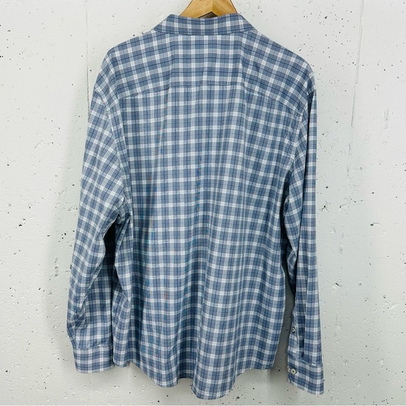 UnTuckIt Men’s size XXL Berklin Blue & White Plaid Ling Sleeve Button Down Shirt - Picture 6 of 14